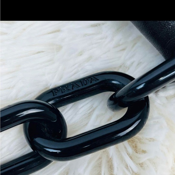 Black Prada shoulder bag with Acrylic Chain Strap - Picture 9 of 14